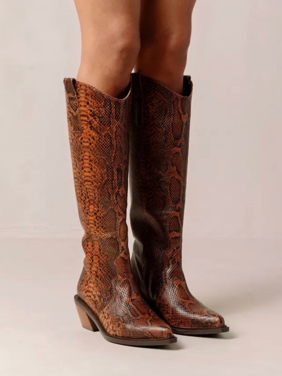 ALOHAS Shoes - Alohas Mount Leather Snake Print Cowboy Boot EU 38/ US 7.5